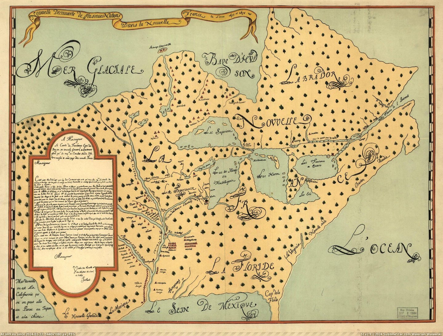 #Map #Louis #France [Mapporn] Louis Joliet's map of New France [2745x2070] Pic. (Obraz z album My r/MAPS favs))