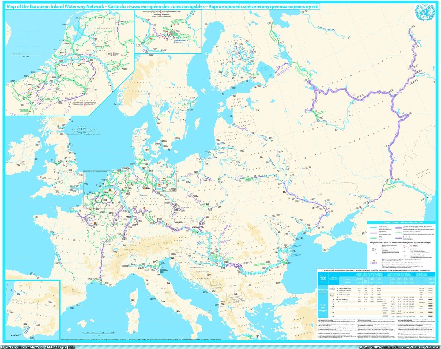 #Map #Network #European [Mapporn] Map of European Inland Waterway Network [1362x1071] Pic. (Obraz z album My r/MAPS favs))