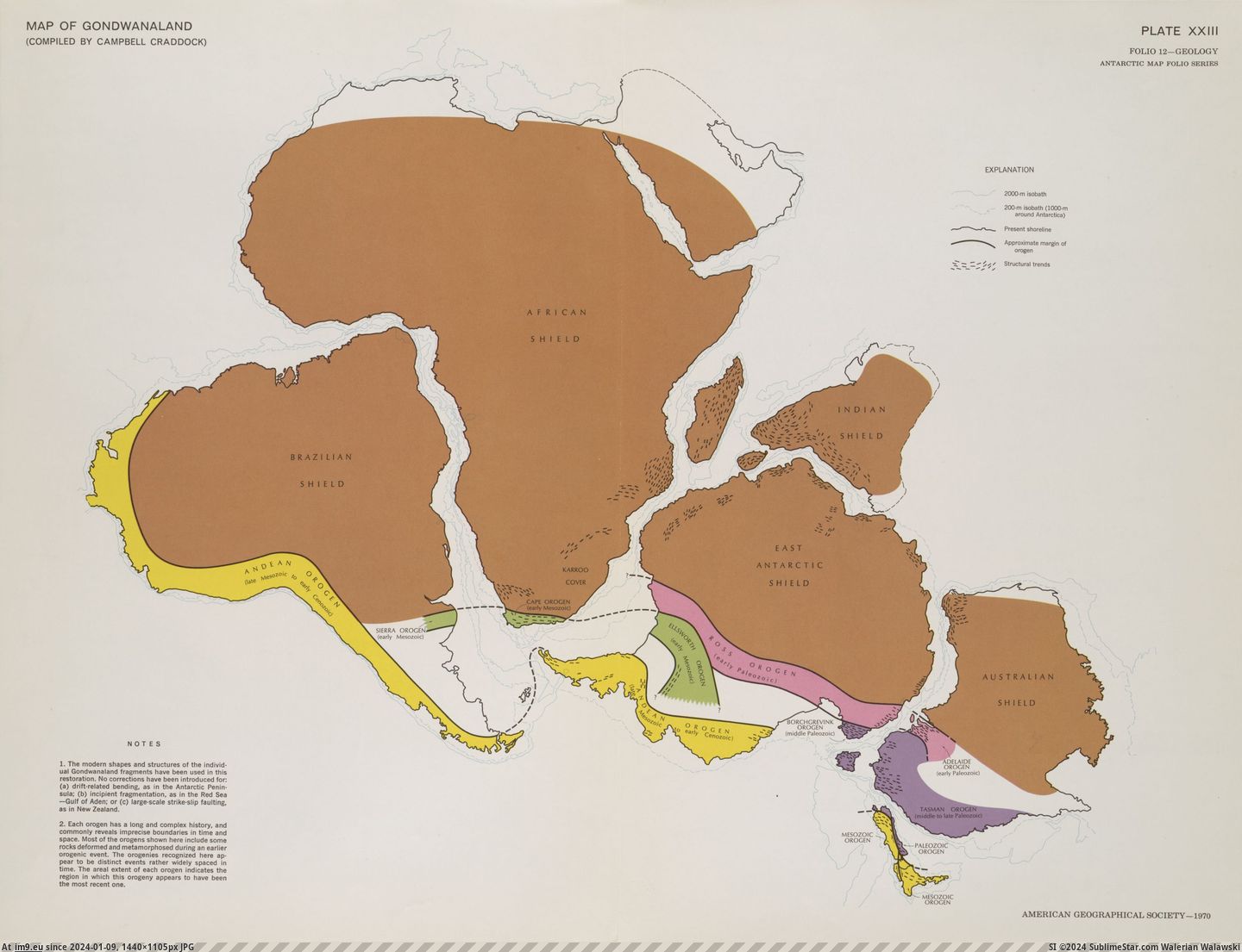 [Mapporn] Map of Gondwanaland (compiled by Campbell Craddock). American Geographical Society, 1970. [3000x2278] (in My r/MAPS favs)