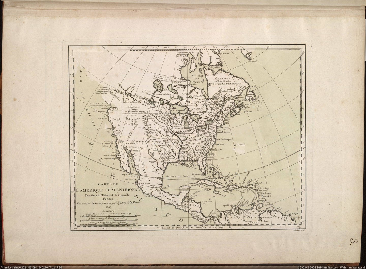 #Map #North #France #History #America [Mapporn] Map of North America for use in the history of New France from 1734 [2,949x2,156] Pic. (Image of album My r/MAPS favs))