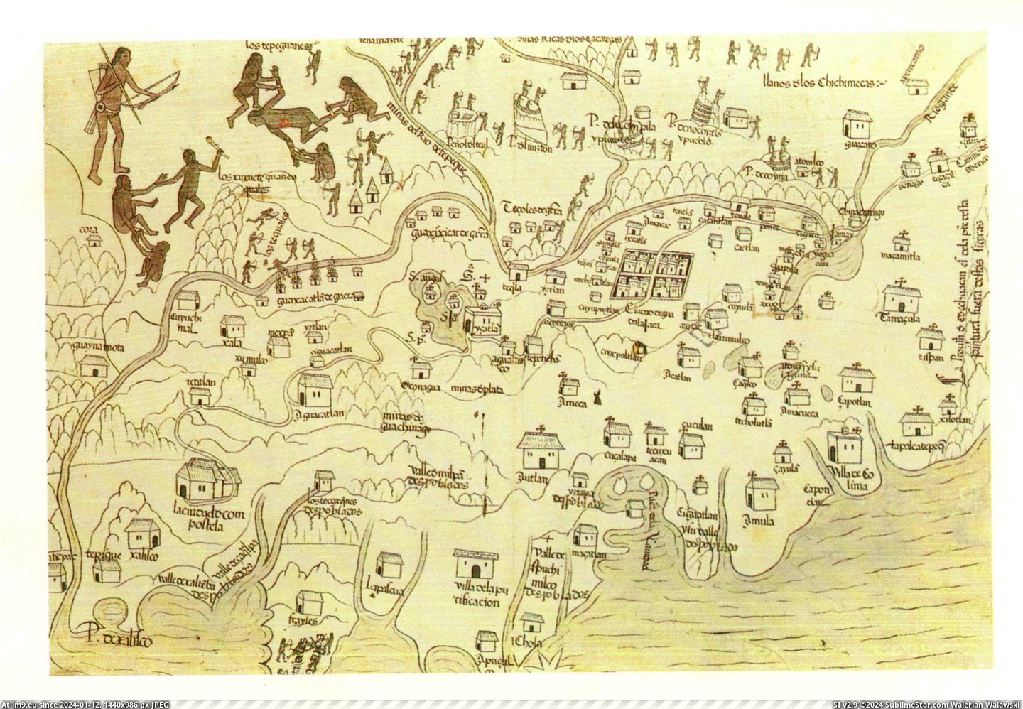 #Map #Building #Cross #Galicia #Nueva #Uprising #Shortly #Natives #Denotes [Mapporn] Map of Nueva Galicia in 1540 shortly after the uprising of natives. Each building with a cross on it denotes where the Pic. (Obraz z album My r/MAPS favs))