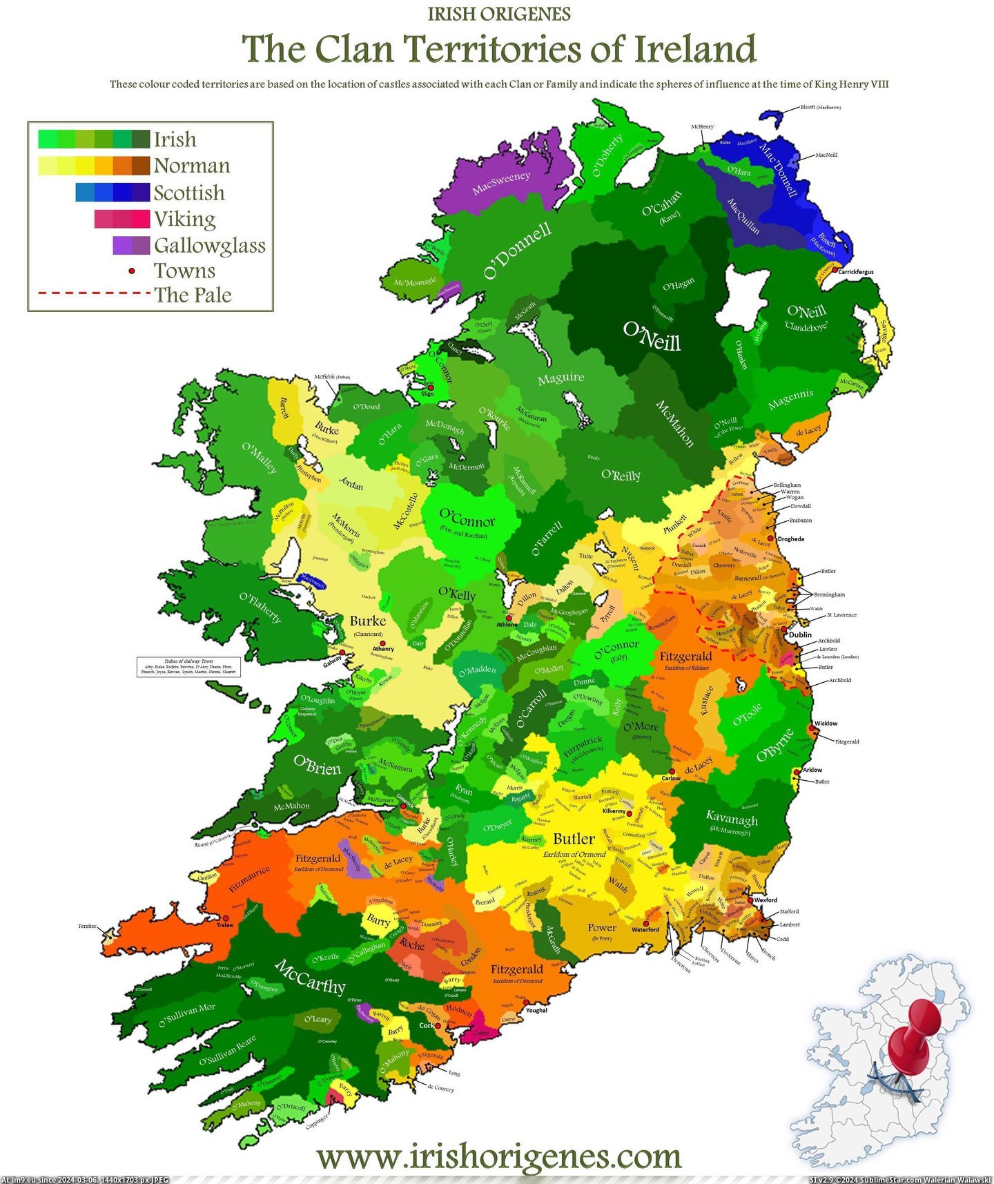 #Map #Territories #Clan #Ireland [Mapporn] Map of the Clan Territories of Ireland [2588x3072] Pic. (Bild von album My r/MAPS favs))