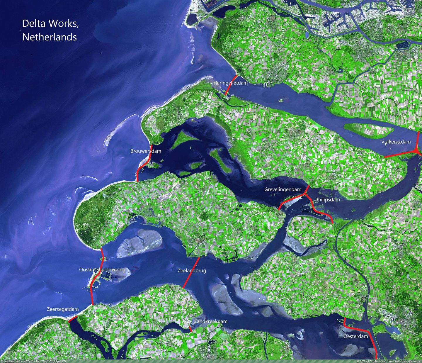 [Mapporn] Map of the Delta Works, Netherlands [2970x2529] (in My r/MAPS favs)