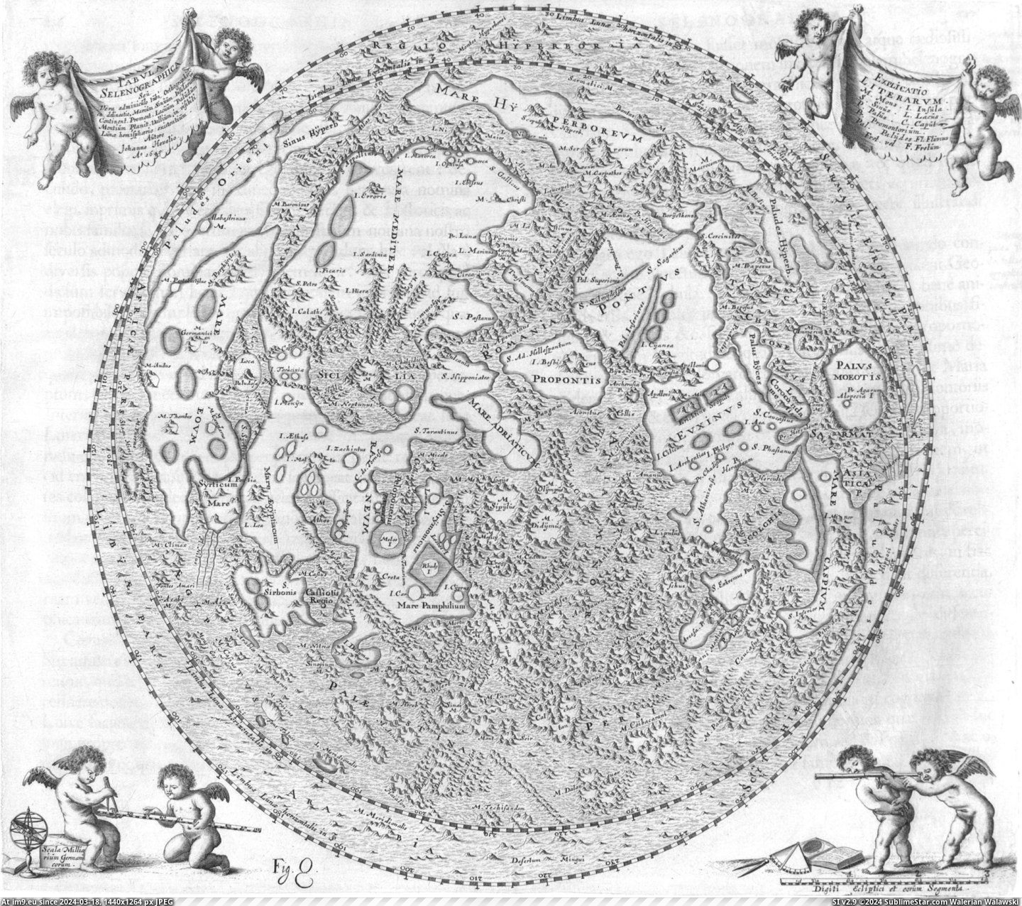 #Map #Named #Features #Moon [Mapporn] Map of the moon with named features, Johannes Hevelius (1647). [2546x2246] Pic. (Obraz z album My r/MAPS favs))