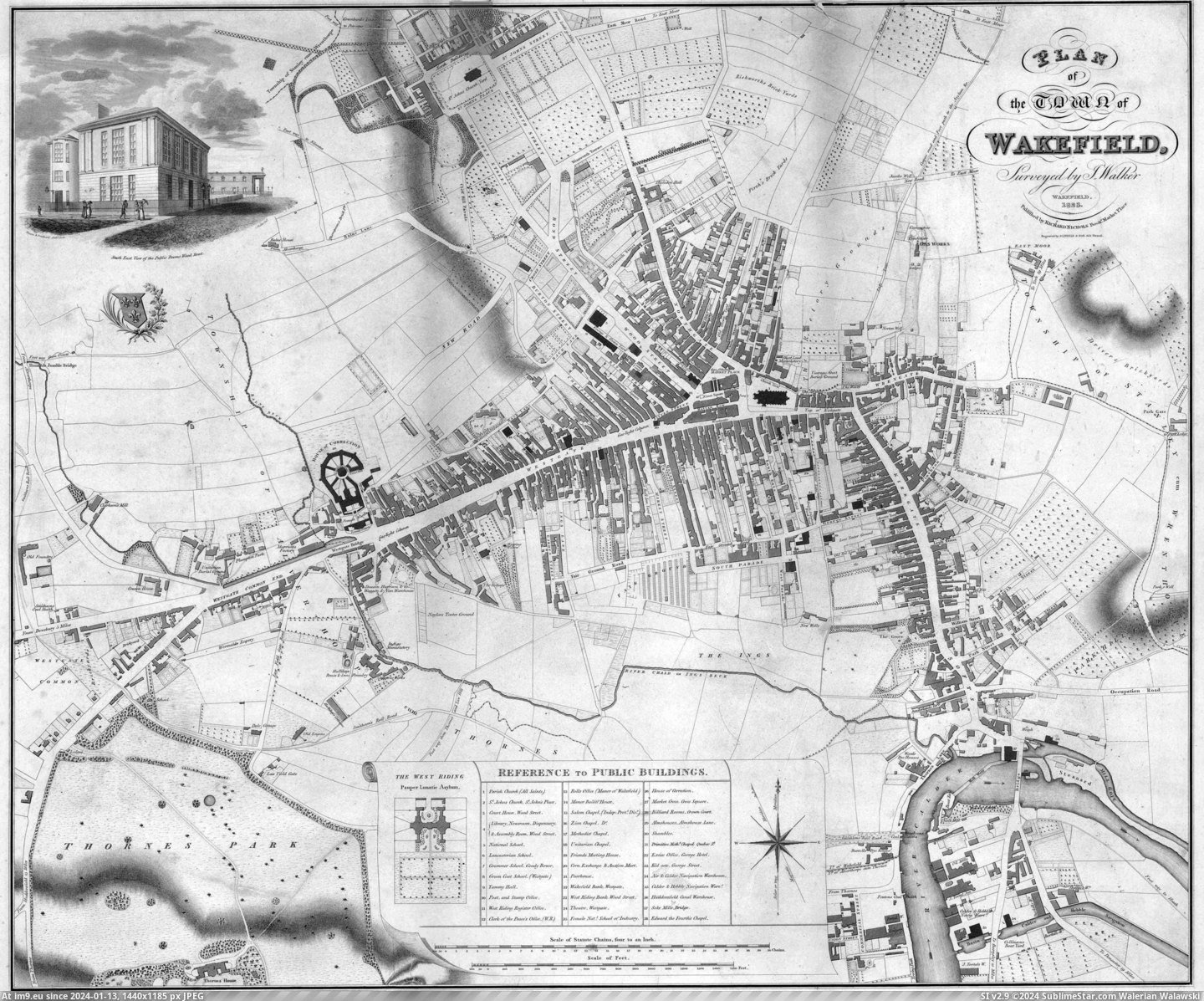 #Map #Town #Riding #Yorkshire #County #West [Mapporn] Map of Wakefield, county town of the West Riding of Yorkshire from 1823. [4158x3435] Pic. (Image of album My r/MAPS favs))