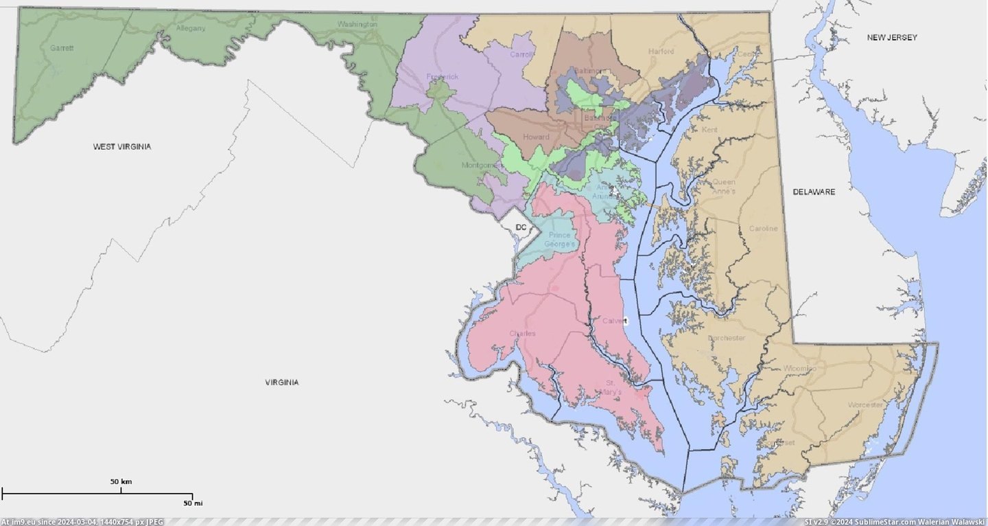#Maryland #Voting #Congressional #Districts [Mapporn] Maryland's congressional voting districts [2197 × 1163] Pic. (Image of album My r/MAPS favs))