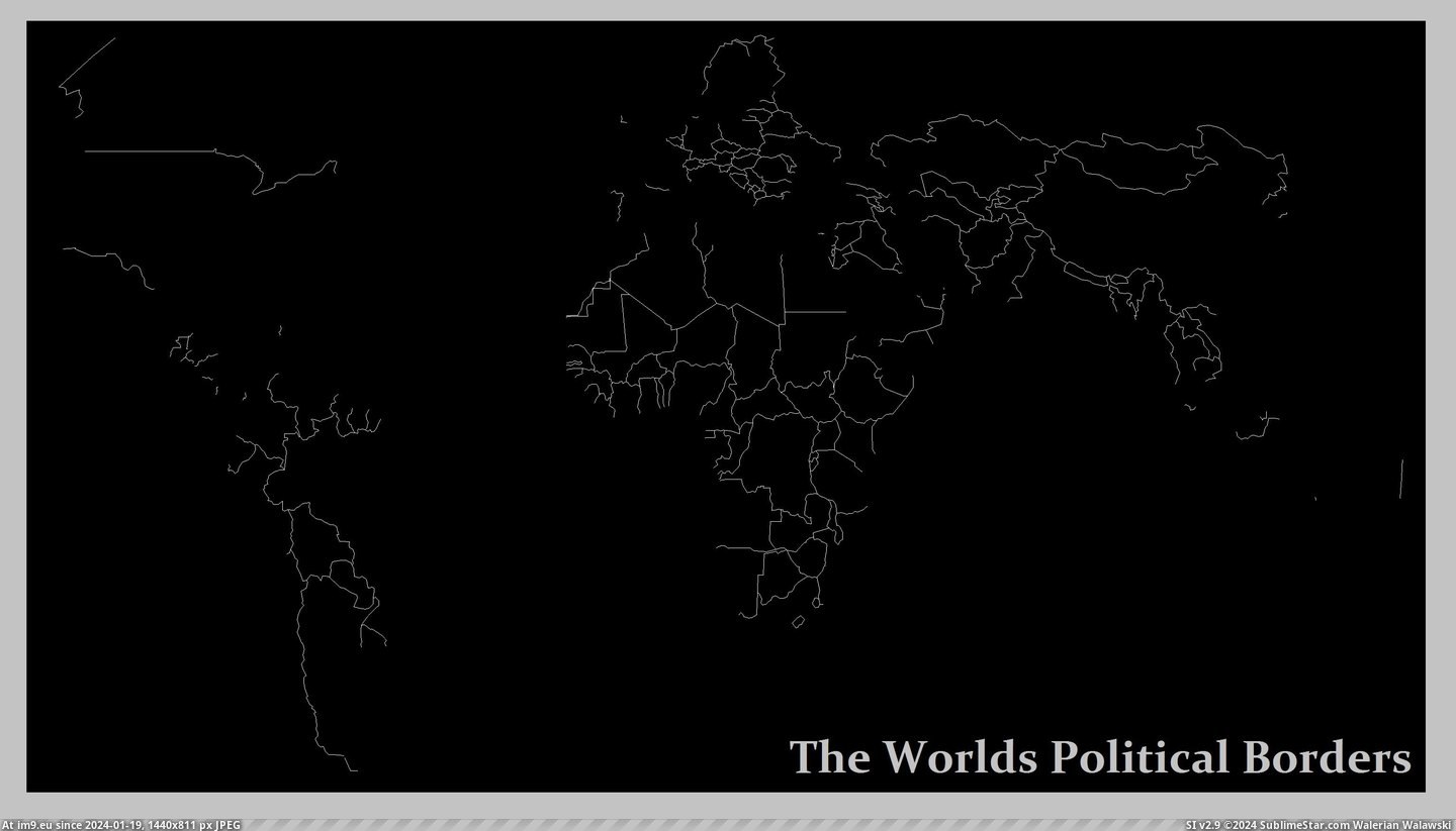 #Map #Showing #Borders #Worlds #Political [Mapporn] Minimalist Map showing only the worlds political borders [3068x1740] Pic. (Bild von album My r/MAPS favs))