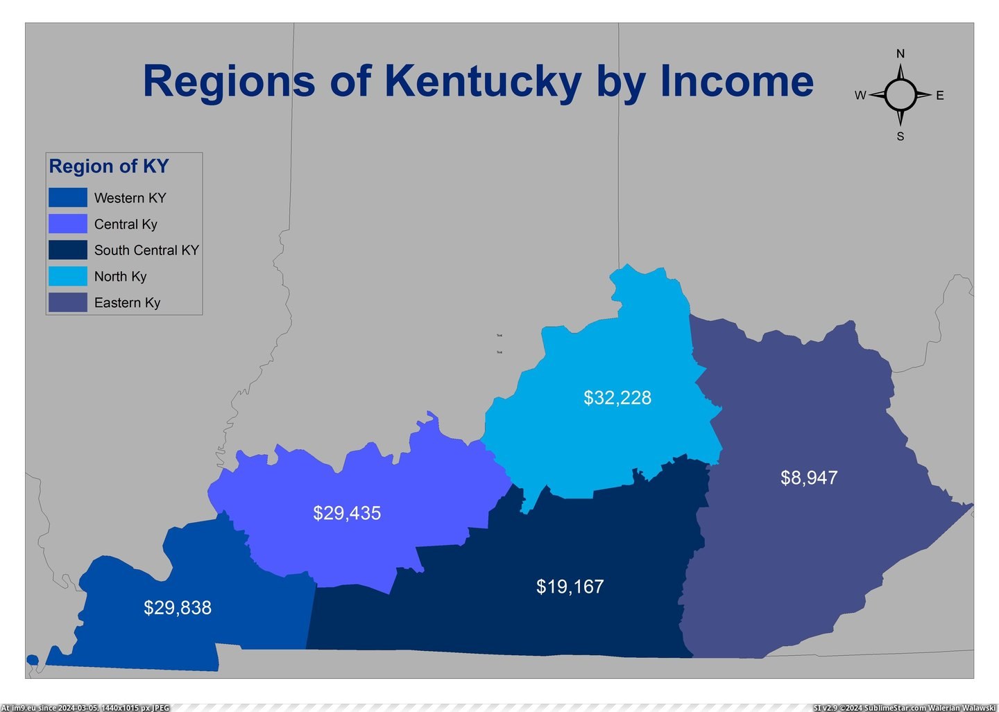 #Average #Income #Kentucky #Regions [Mapporn] [OC] Regions of Kentucky by Average Income [4494x3197] Pic. (Image of album My r/MAPS favs))