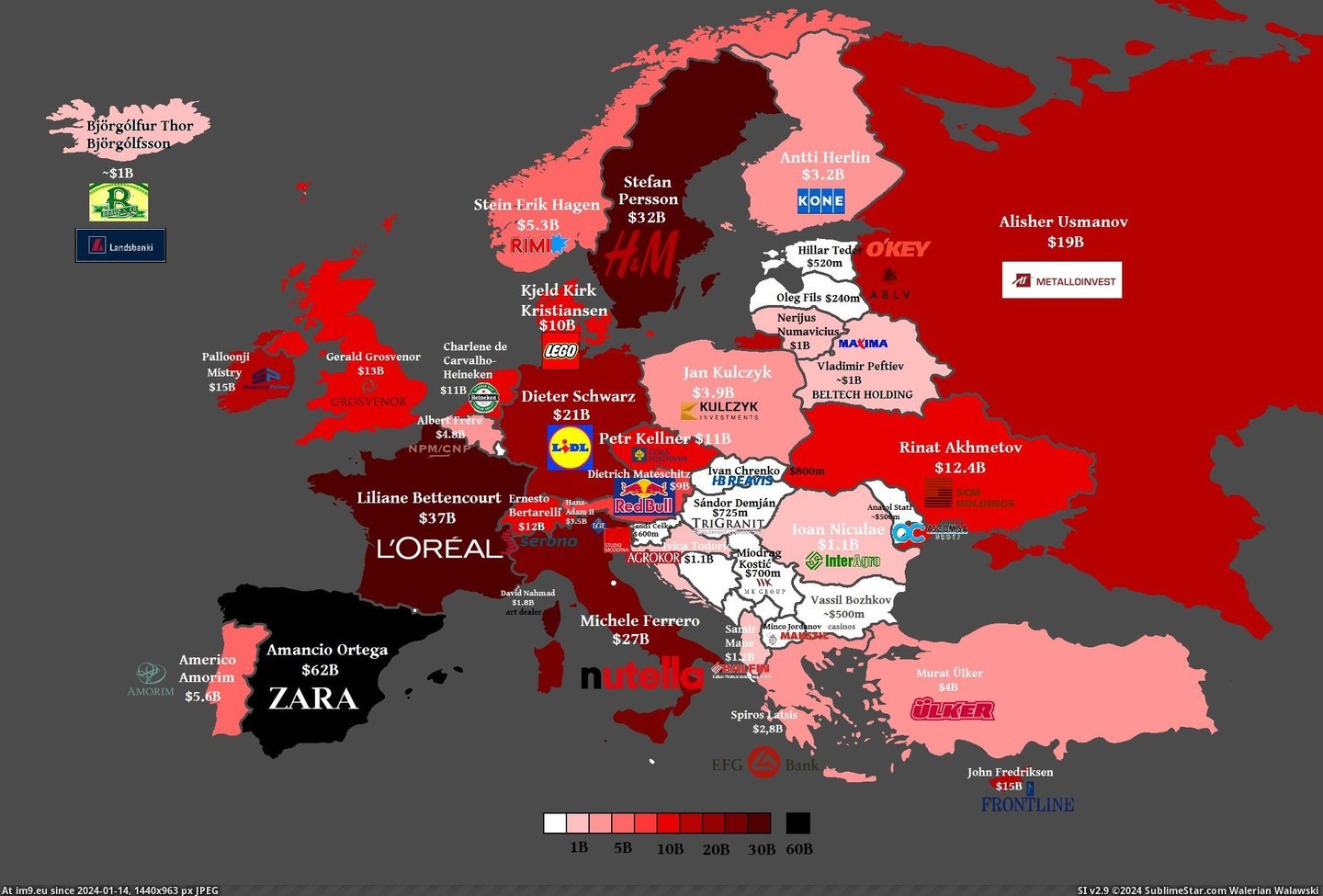 #Europe #Country #Richest #People [Mapporn] [OC] Richest people of Europe by country [2100x1416] Pic. (Image of album My r/MAPS favs))