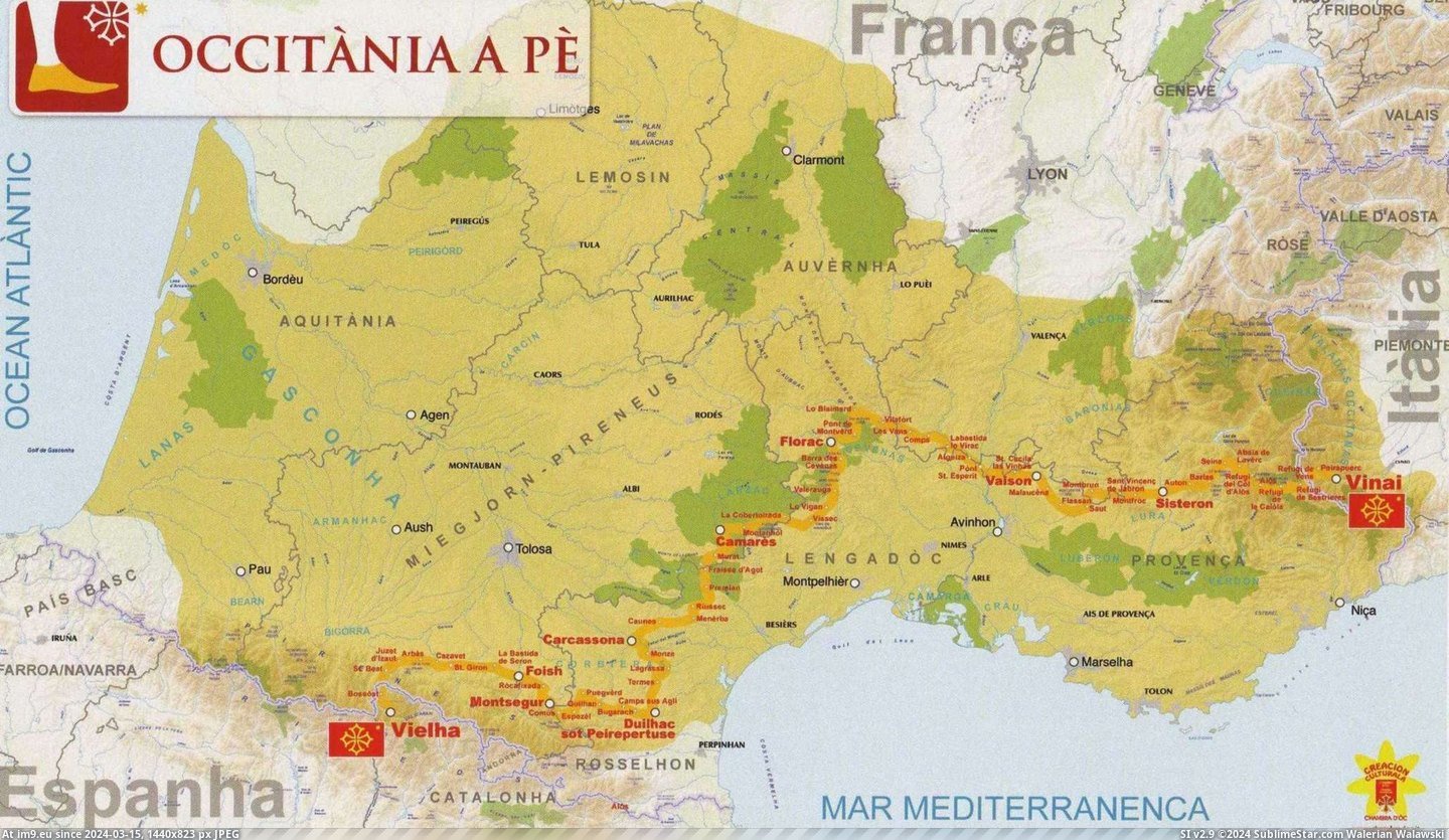  #Foot  [Mapporn] Occitania on foot [2058x1188] Pic. (Image of album My r/MAPS favs))