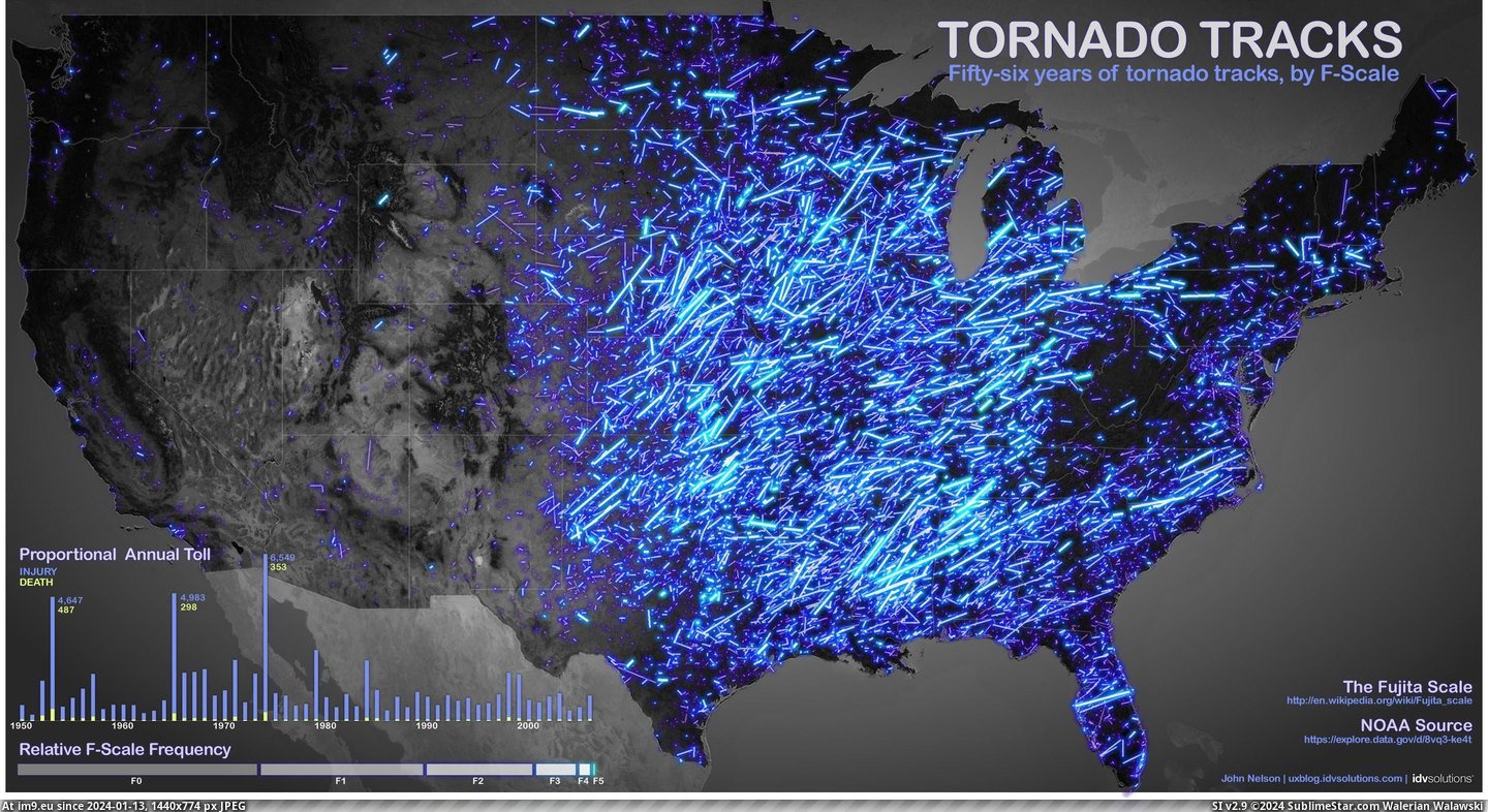 #Map #But #Tornado #Tracks #Older #Cool [Mapporn] Older map of US tornado tracks, but cool nonetheless. [2670x1447] Pic. (Изображение из альбом My r/MAPS favs))