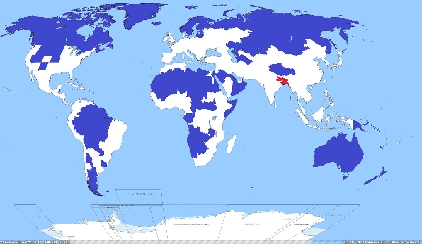 #World #Red #Blue #Comparison #Regions #Entire #Population #Lives [Mapporn] Only 5% of the entire world's population lives in the blue shaded regions. For comparison, another 5% lives in the red Pic. (Obraz z album My r/MAPS favs))