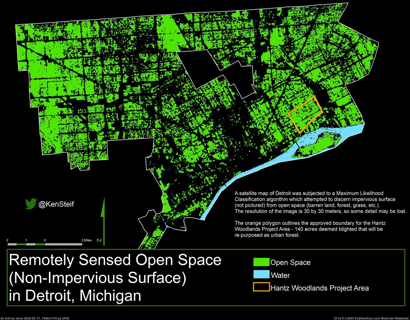 #Space #Detroit #Vacant #Land [Mapporn] Open Space-Vacant Land in Detroit [850 x 650] Pic. (Obraz z album My r/MAPS favs))