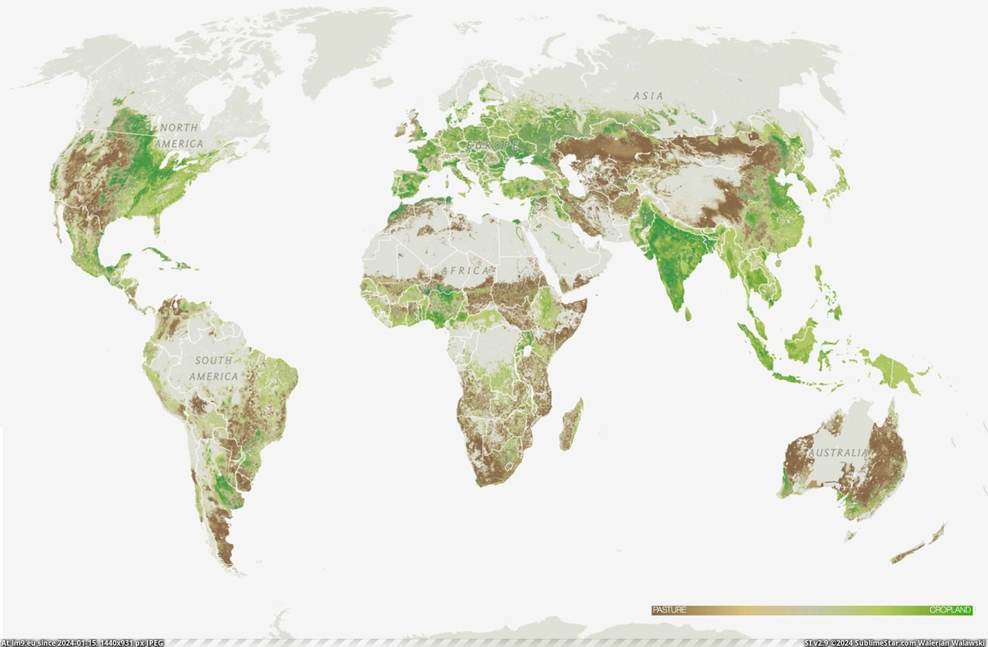 #Cropland  #Pasture [Mapporn] Pasture vs. cropland [2455x1599] Pic. (Image of album My r/MAPS favs))