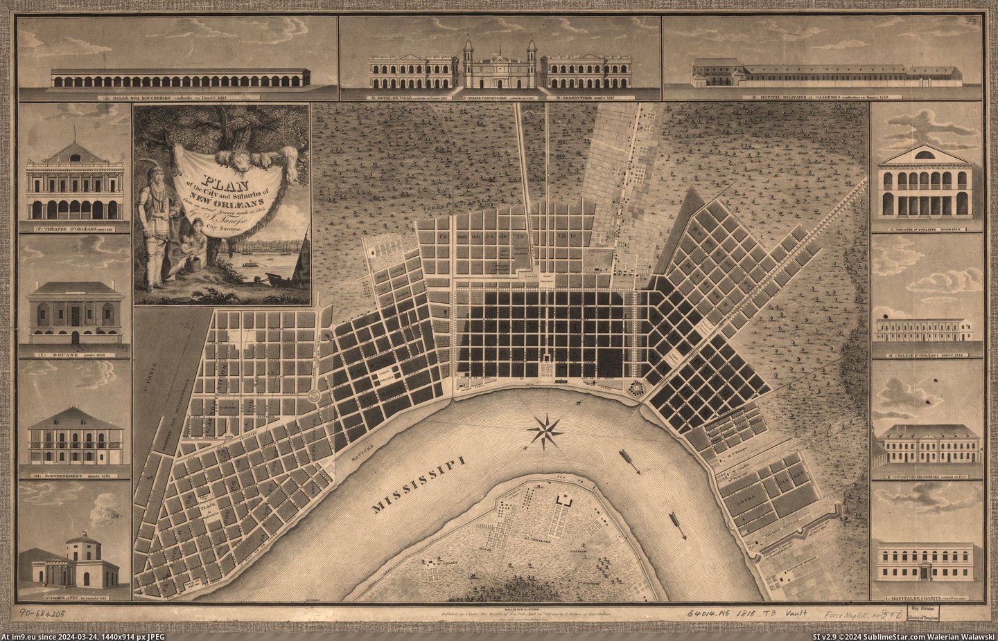#City #Plan #Suburbs #Survey #Orleans [Mapporn] Plan of the city and suburbs of New Orleans from an 1815 survey [2,344 x 1,500] Pic. (Image of album My r/MAPS favs))