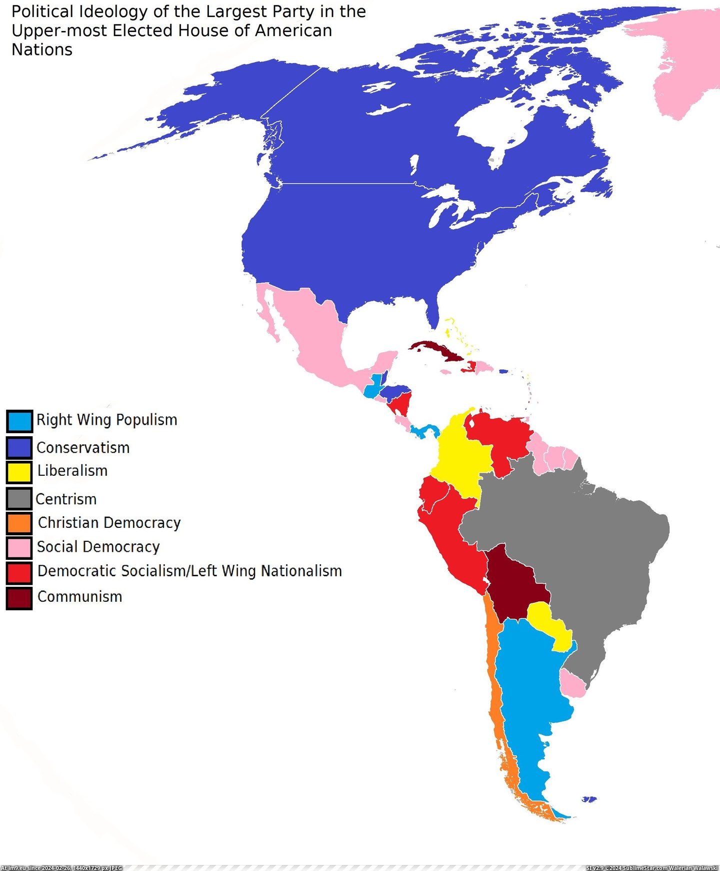 #House #Party #American #Elected #Ideology #Upper #Nations #Political [Mapporn]  Political Ideology of the Largst Party in the Upper-most Elected House of American Nations [2116x2552] Pic. (Изображение из альбом My r/MAPS favs))