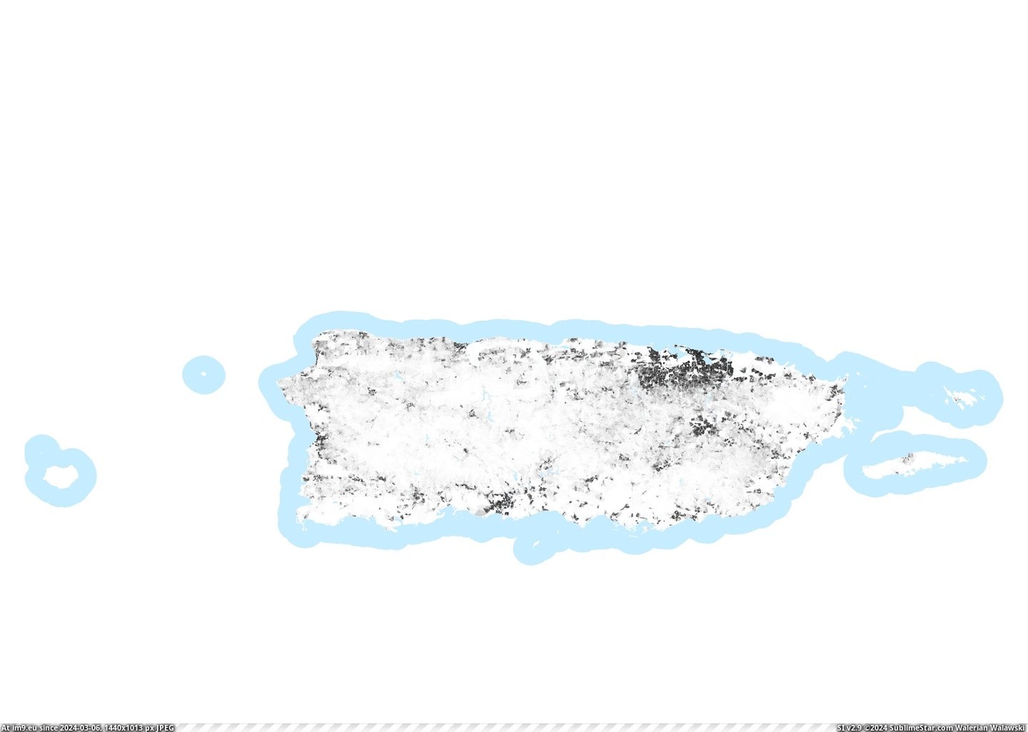 #Map #Population #Puerto #Rico #Fixed #Dot [Mapporn] Population Dot Map of Puerto Rico (FIXED)  [3507x2480] Pic. (Image of album My r/MAPS favs))