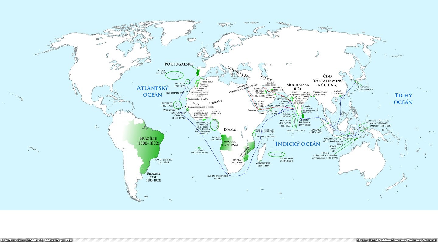 #World #Colonies #Portuguese #Czech [Mapporn] Portuguese colonies around the world (in Czech) [7620×4167] Pic. (Image of album My r/MAPS favs))