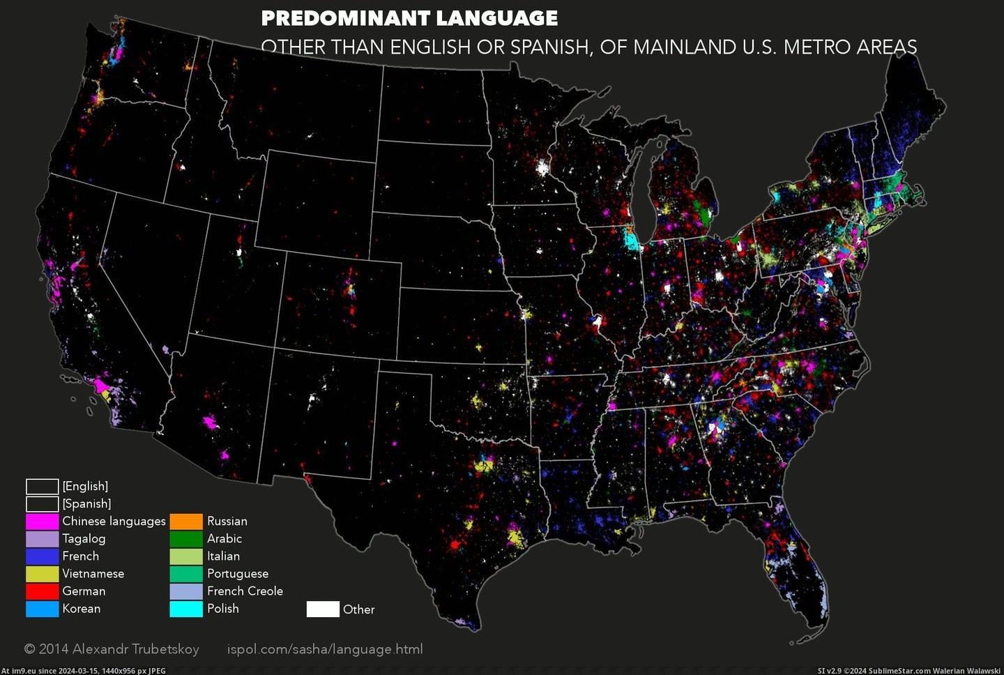 #English #Spanish #Predominant #Language #Mainland [Mapporn] Predominant language other than English or Spanish, mainland US [OC] [2010x1346] Pic. (Image of album My r/MAPS favs))