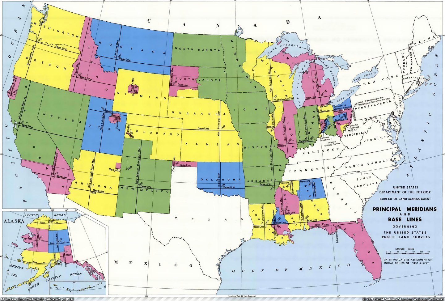 #Public #Lines #Land #Base #Principal #States #United [Mapporn] Principal Meridians and Base Lines governing the United States Public Land Surveys. [4746x3181] Pic. (Image of album My r/MAPS favs))