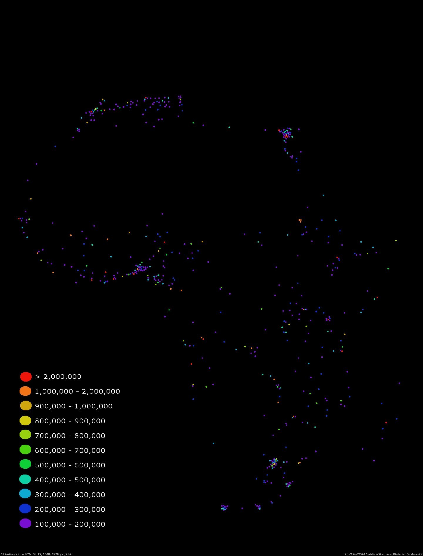 #Population #Cities #Relative #Greater #African #Positions [Mapporn] Relative positions of all African cities with a population of greater than 100,000  [3508x4590] Pic. (Obraz z album My r/MAPS favs))