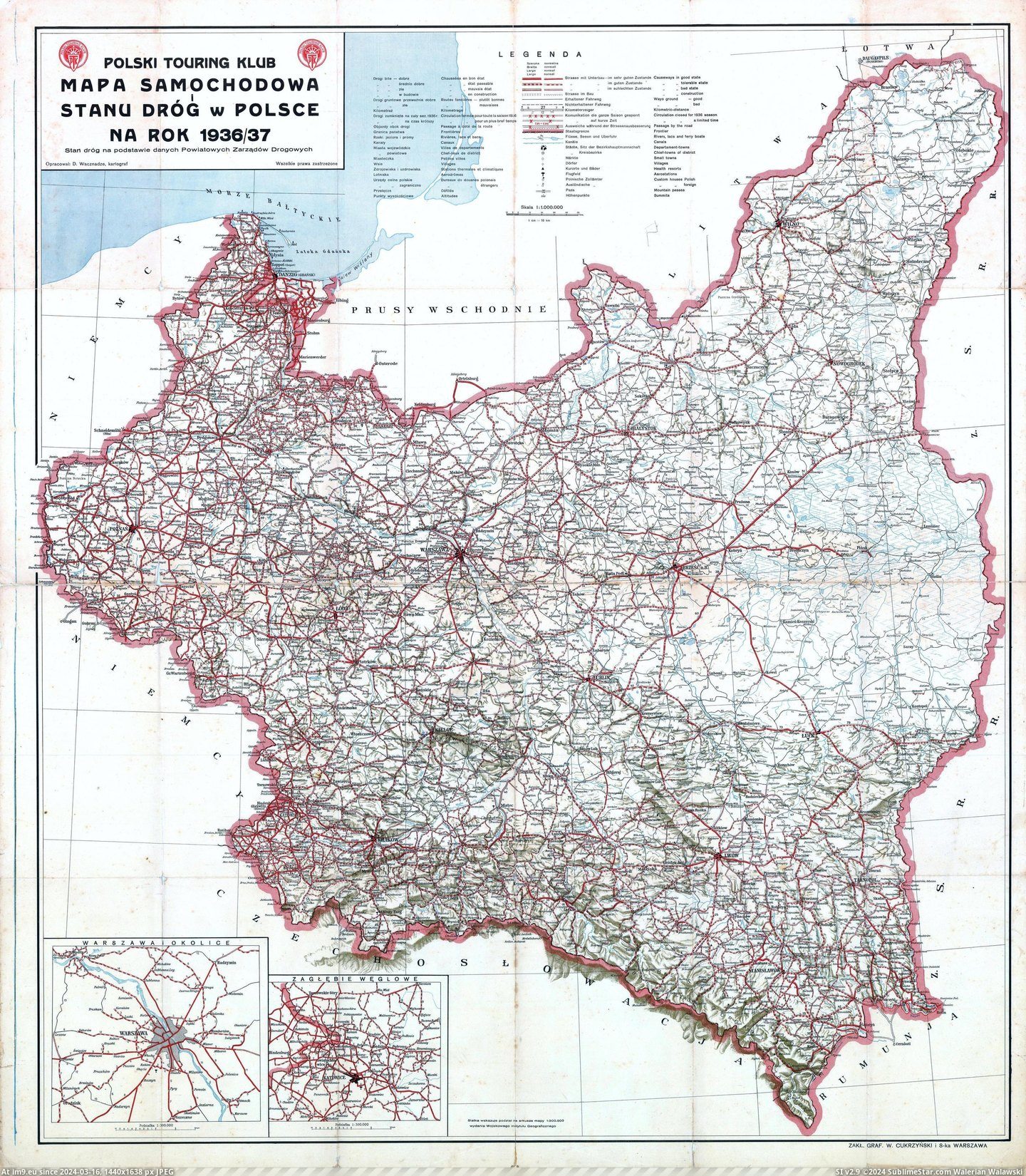 #Map #State #Roads #Road #Poland [Mapporn] Road map of the state of roads in Poland in 1936-37 [3230x3686] Pic. (Изображение из альбом My r/MAPS favs))