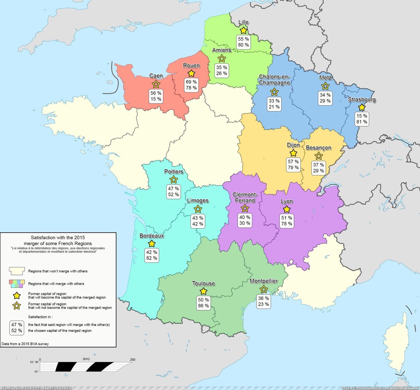 #French #Satisfaction #Regions [Mapporn] Satisfaction with the 2015 merger of some French Regions [2215x2048] Pic. (Obraz z album My r/MAPS favs))
