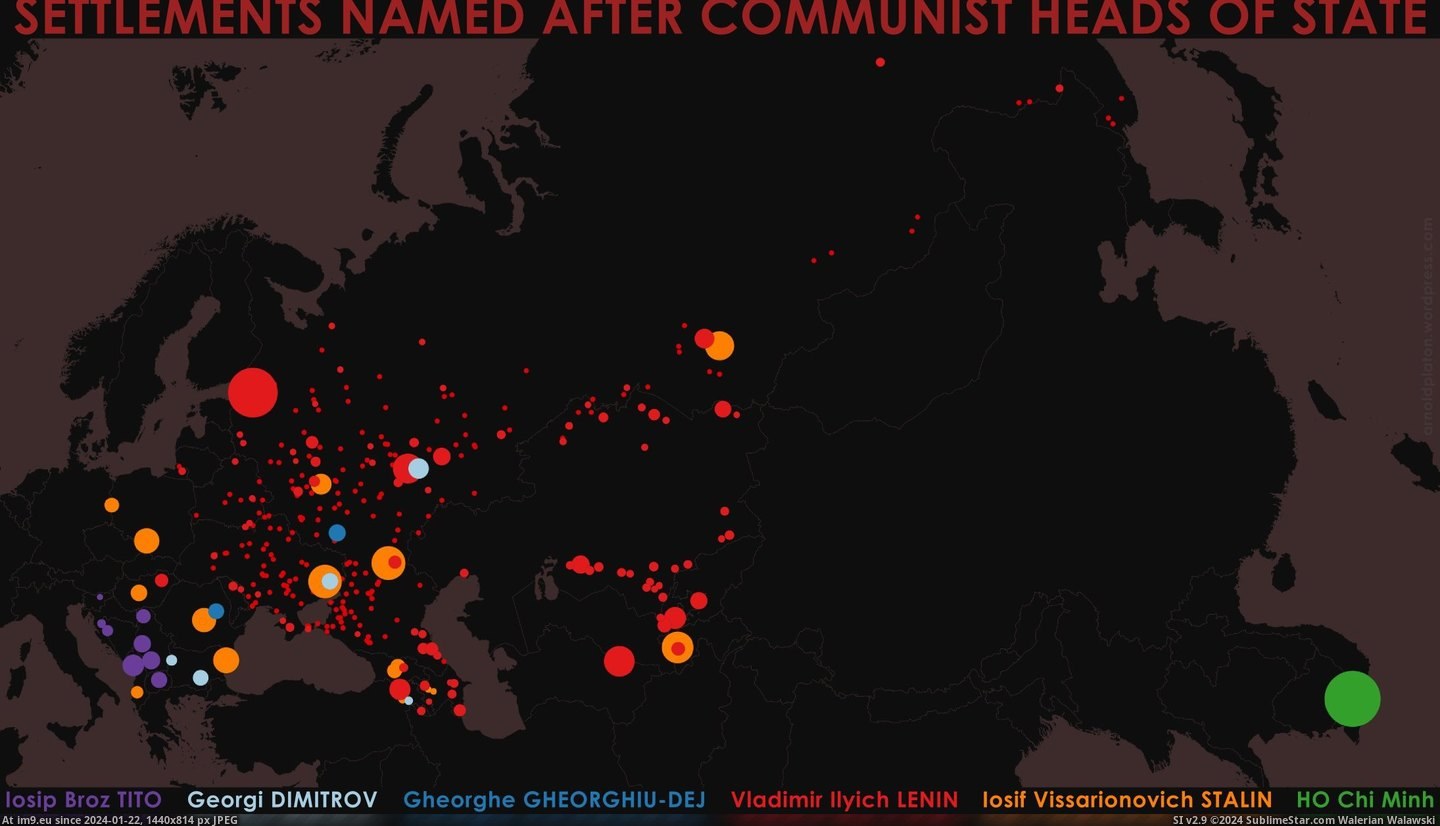 #State #Heads #Communist #Named [Mapporn] Settlements named after communist heads of state (2190x1250) Pic. (Image of album My r/MAPS favs))