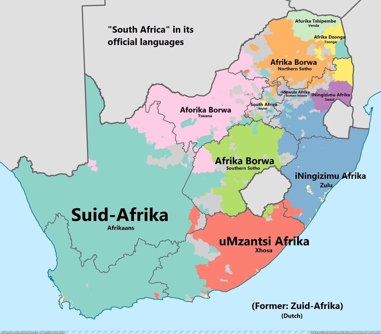[Mapporn] 'South Africa' in its official languages [2000x1753] (in My r/MAPS favs)