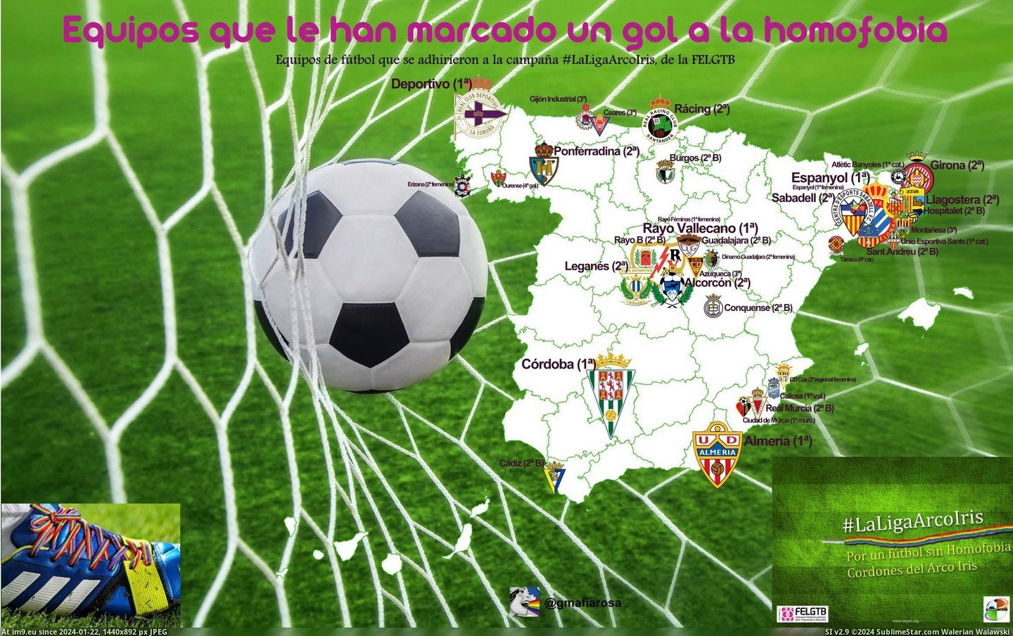 #Football #Rainbow #Joined #Teams #Spanish #Campaign [Mapporn] Spanish football teams that joined 'Rainbow laces against homophobia' campaign [2321x1449] Pic. (Obraz z album My r/MAPS favs))