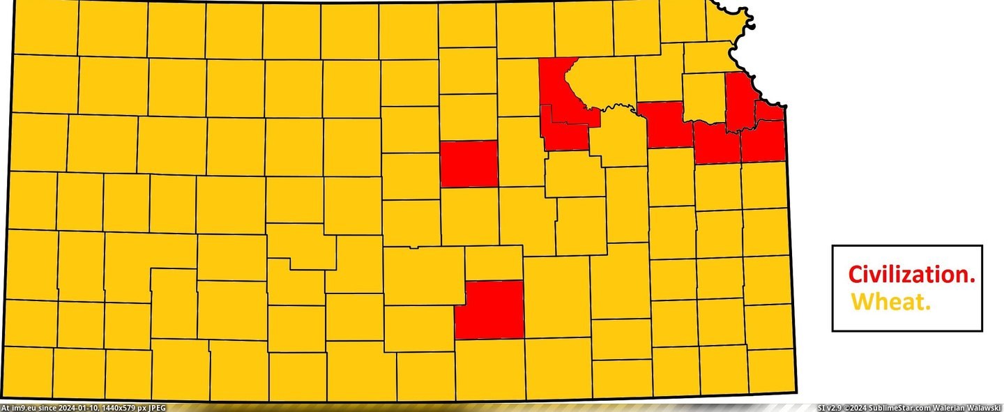 #Map  #Kansas [Mapporn] Subjective Map of Kansas  [2416x984] Pic. (Image of album My r/MAPS favs))