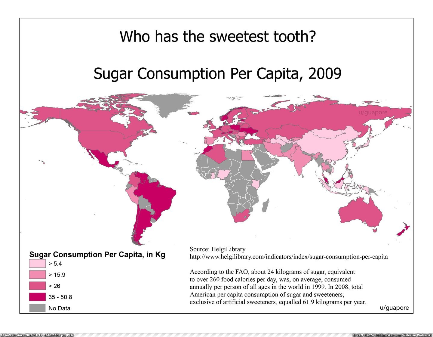 #Capita #Consumption #Sugar [Mapporn] Sugar consumption per capita, 2009 [3301x2551][OS] Pic. (Obraz z album My r/MAPS favs))