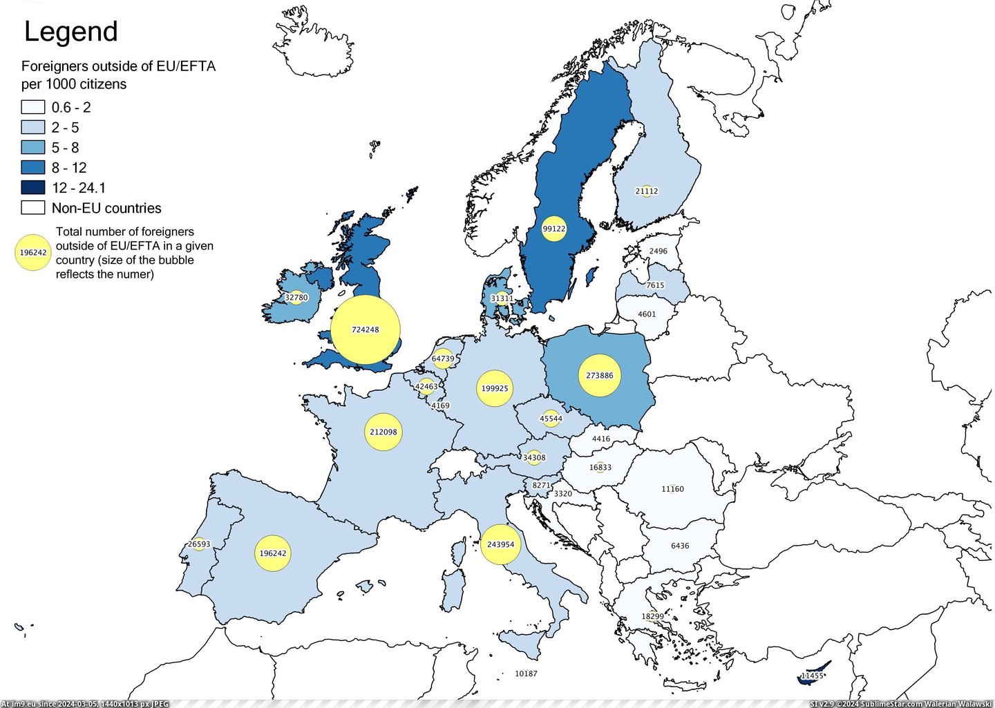 #Europe #Foreigners #Visas #Temporary #Efta [Mapporn] Temporary visas for foreigners outside of EU-EFTA in Europe in 2013 [OC] [3507×2480px] Pic. (Obraz z album My r/MAPS favs))