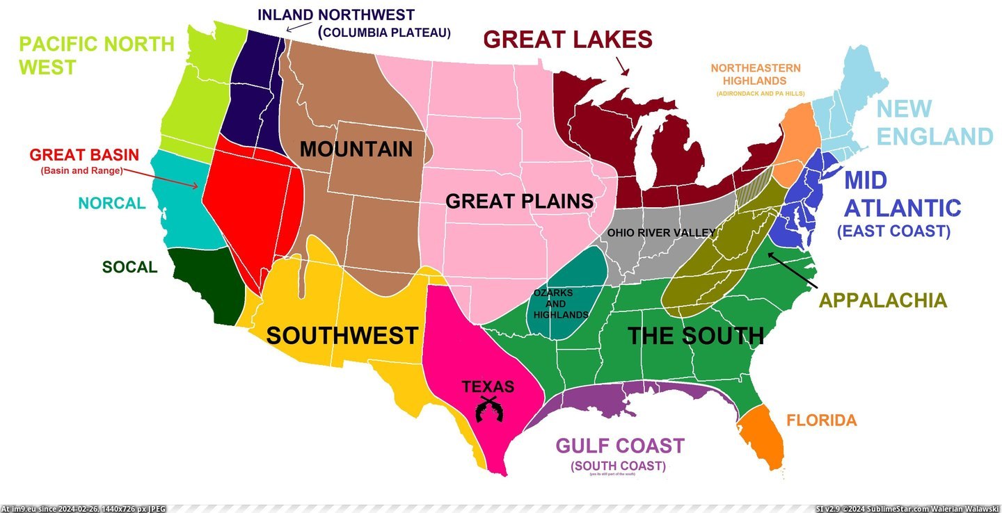 #2nd #Regions #Distinct #Separated #Revised [Mapporn] The 2nd revised version of the US separated into distinct regions with the help of your comments. I tried to take all  Pic. (Image of album My r/MAPS favs))