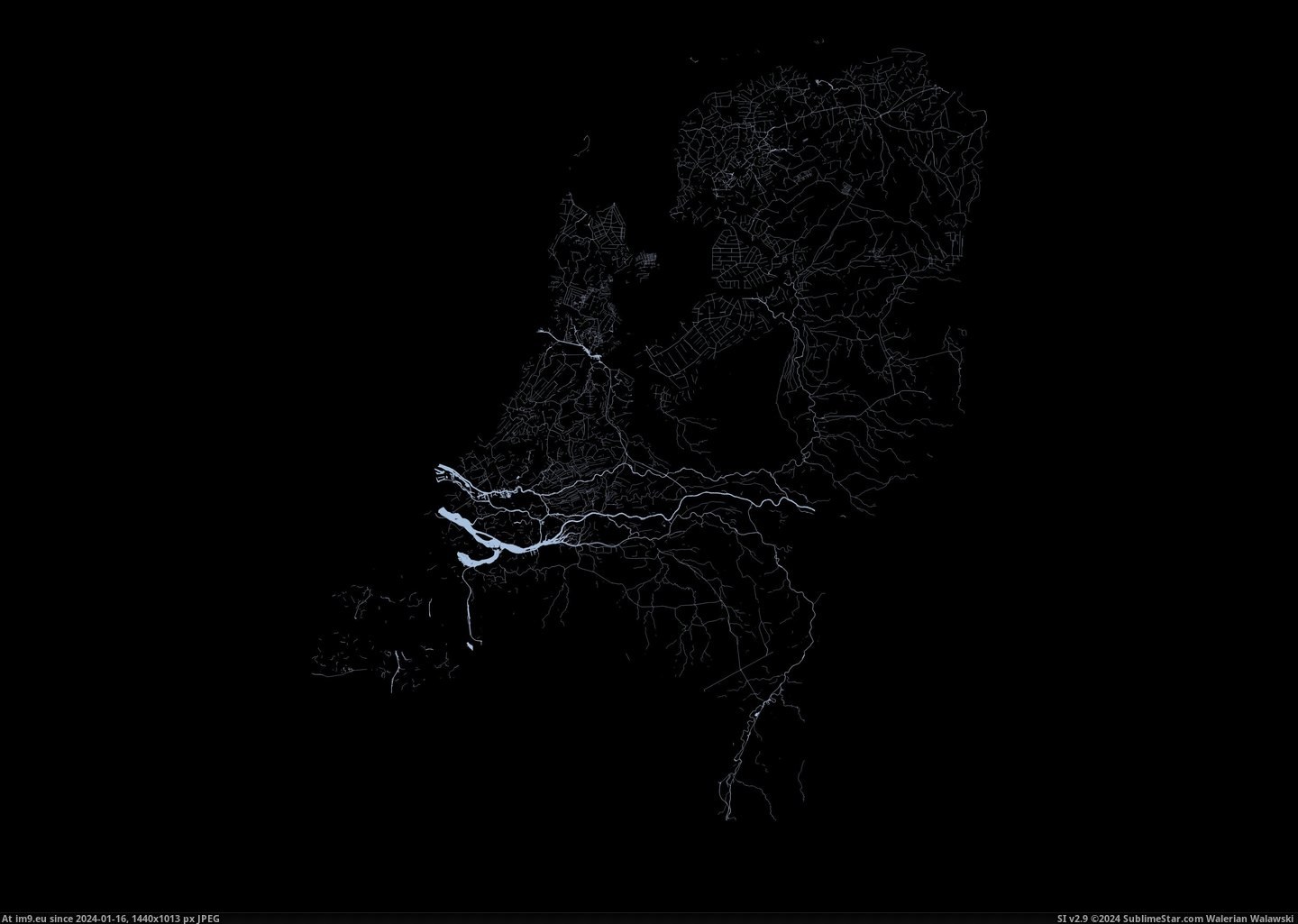 #Netherlands #Rivers #Canals #Visualized #3507x2480 [Mapporn] The Netherlands visualized by only rivers and canals. [3507x2480] (dataisbeautiful) Pic. (Obraz z album My r/MAPS favs))