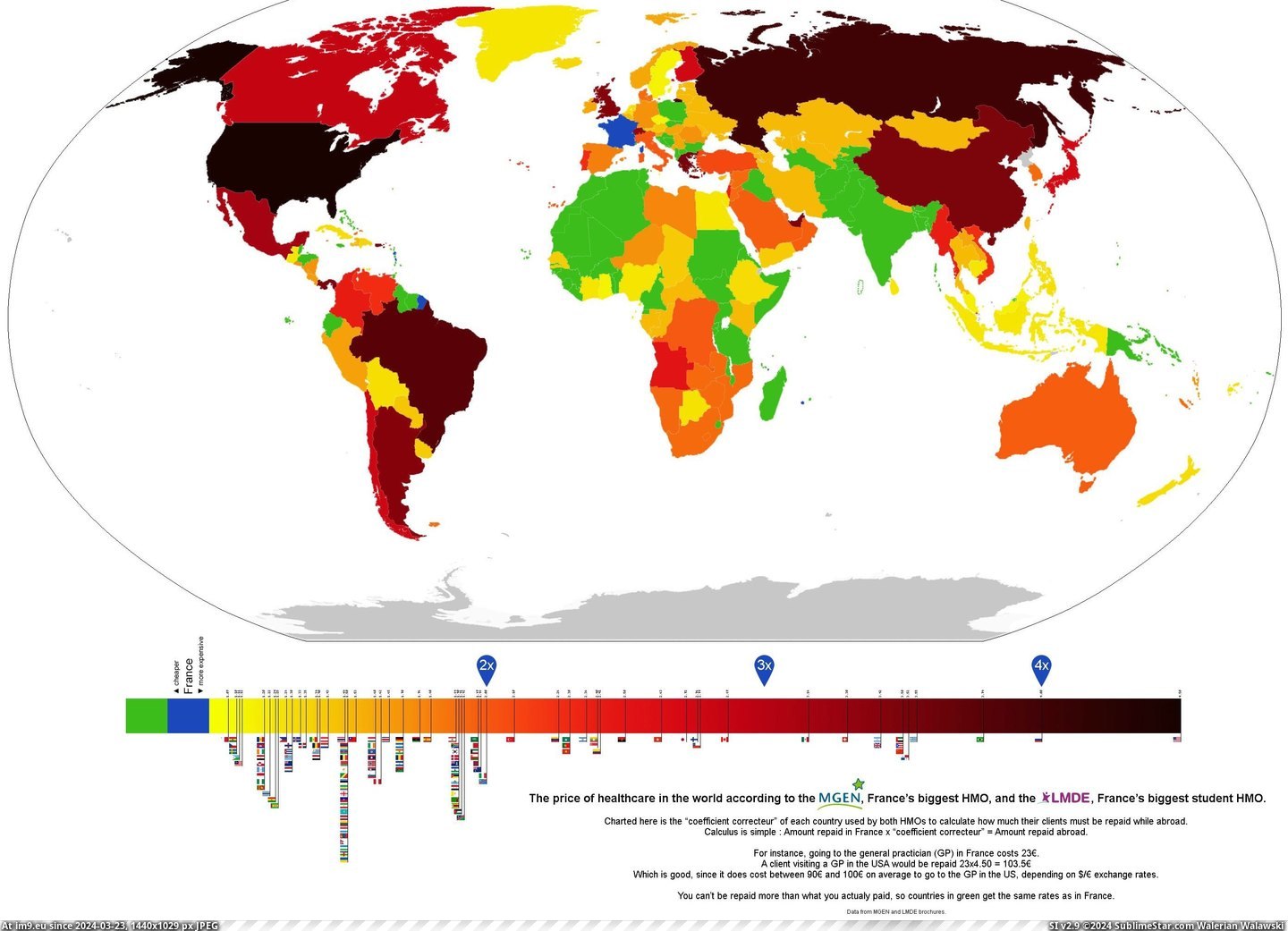 #World #Sort #Healthcare #Price [Mapporn] The Price of Healthcare in the World (sort of) [2783x2000] Pic. (Image of album My r/MAPS favs))