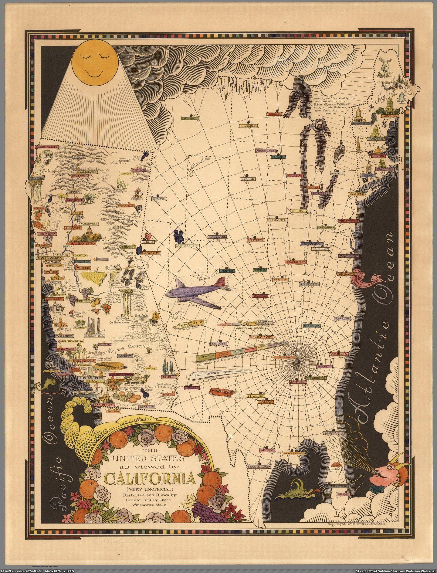 #California #States #Drawn #Viewed #Ernest #United #Chase [Mapporn] The United States as viewed by California (Very Unofficial). Distorted and drawn by Ernest Dudley Chase in 1940 [2428x Pic. (Image of album My r/MAPS favs))