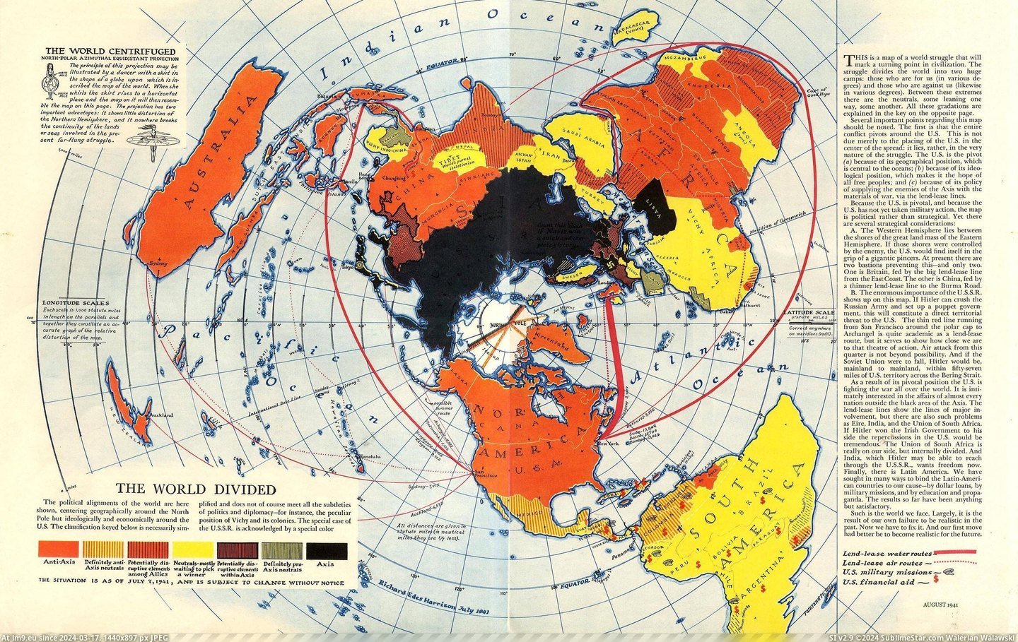 #World #Map #7th #Alignment #Political #Divided [Mapporn] 'The World Divided' - Political alignment map as of July 7th, 1941 [2334 x 1446] Pic. (Image of album My r/MAPS favs))