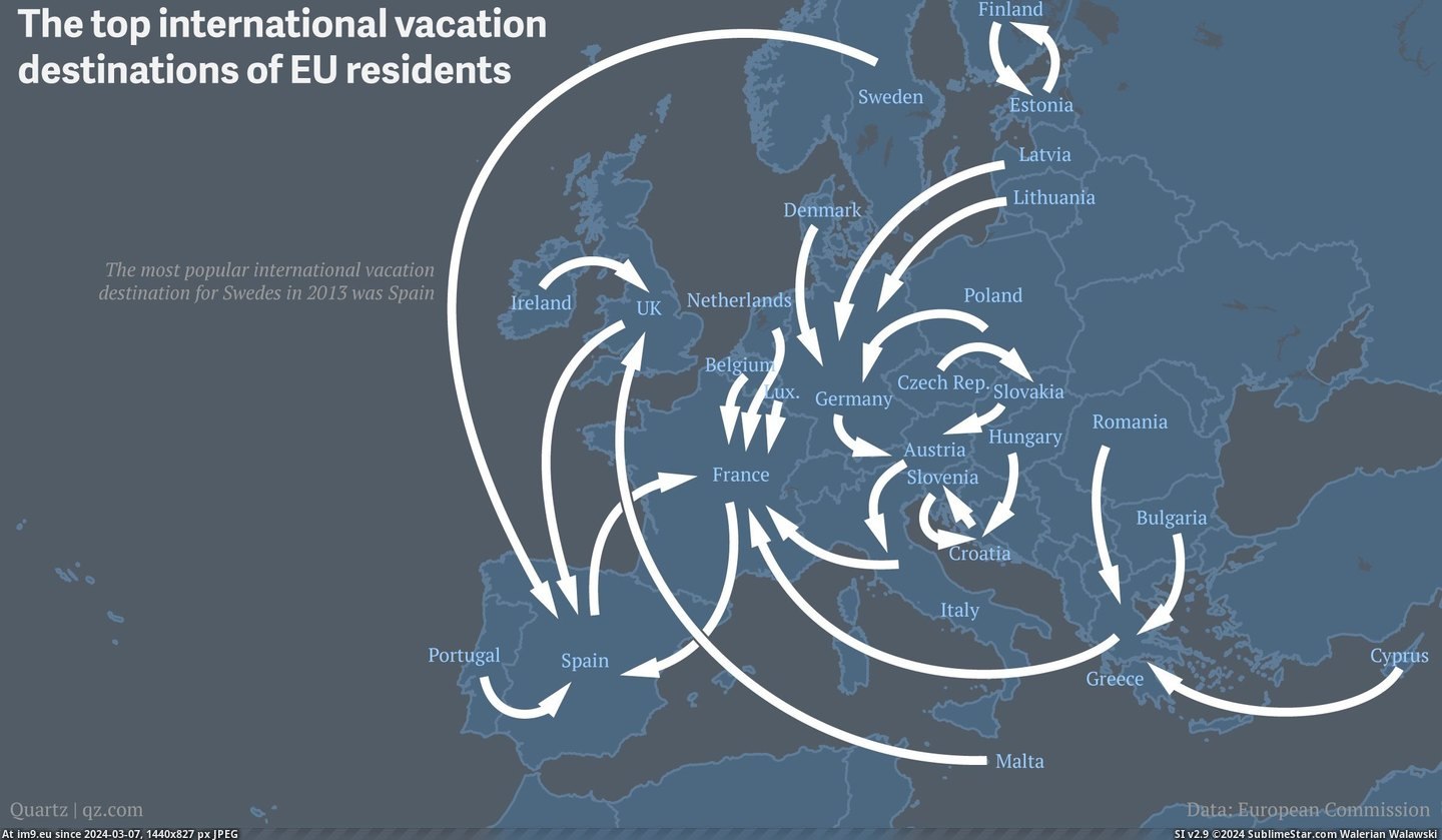 #Top #International #Destinations #Vacation #Residents [Mapporn] Top International Vacation Destinations of EU Residents [2400x1390] Pic. (Изображение из альбом My r/MAPS favs))