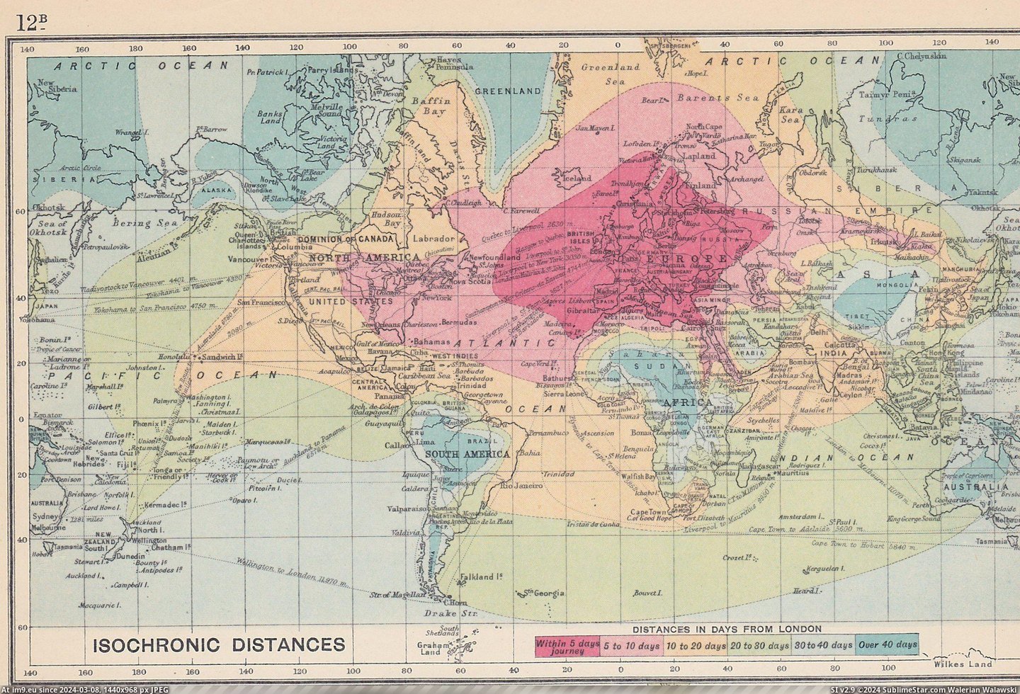 #London  #Travel [Mapporn] Travel Times From London in 1914 [2400x1625] Pic. (Obraz z album My r/MAPS favs))