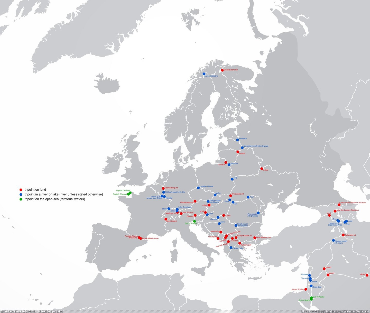 #Europe #Tri #Points [Mapporn] Tri-points in Europe [3409x2867] Pic. (Obraz z album My r/MAPS favs))