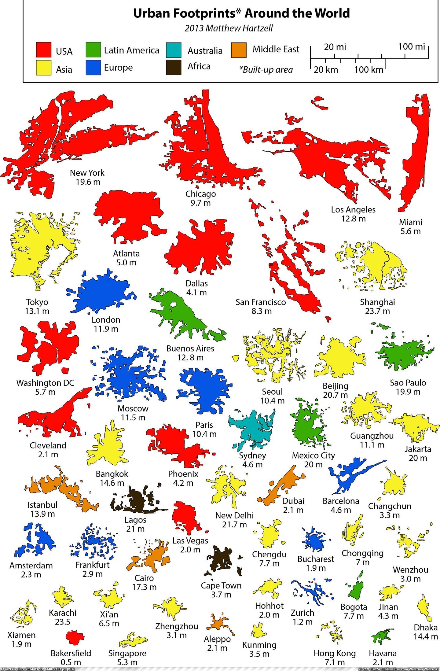 #World #City #Comparing #Footprints #Urban #Sizes [Mapporn] Urban Footprints Around the World - Comparing City Sizes [2457x3736] Pic. (Image of album My r/MAPS favs))