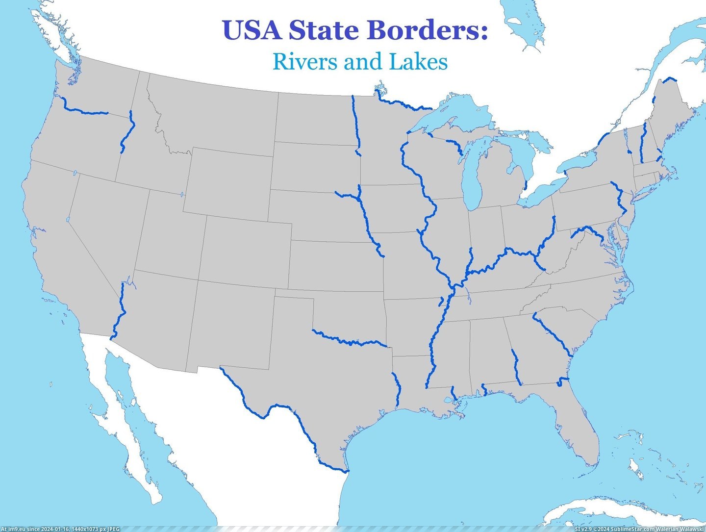 #State #Usa #Rivers #Lakes #Borders [Mapporn] USA State Borders: Rivers and Lakes [2500x1875] Pic. (Image of album My r/MAPS favs))