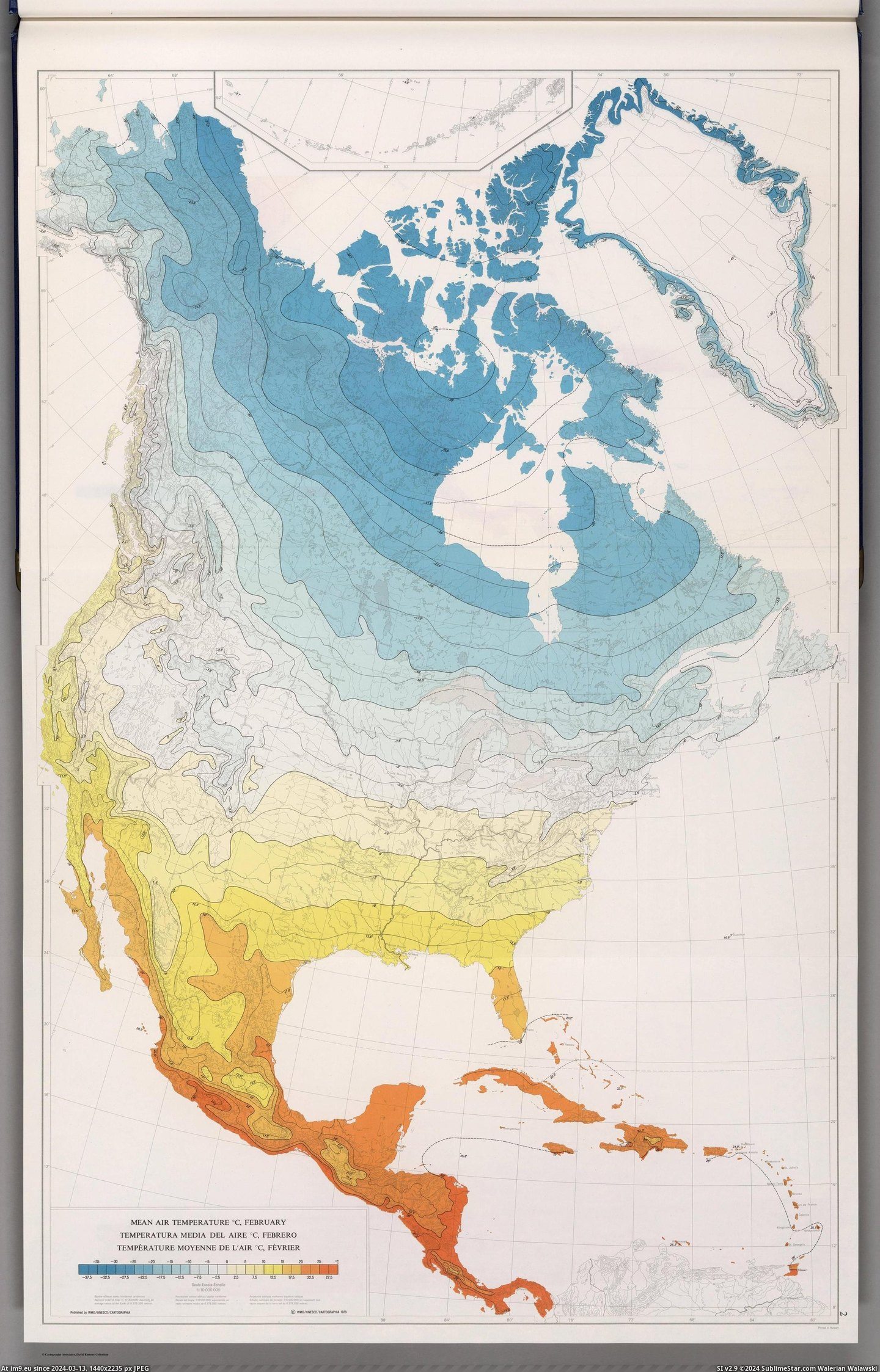 #Pretty #Map #Showing #Temperature #February #North #Air #America [Mapporn] Very pretty map showing the mean air temperature in North America for February, 1979 (Temp in °C) [2367x3686] Pic. (Bild von album My r/MAPS favs))
