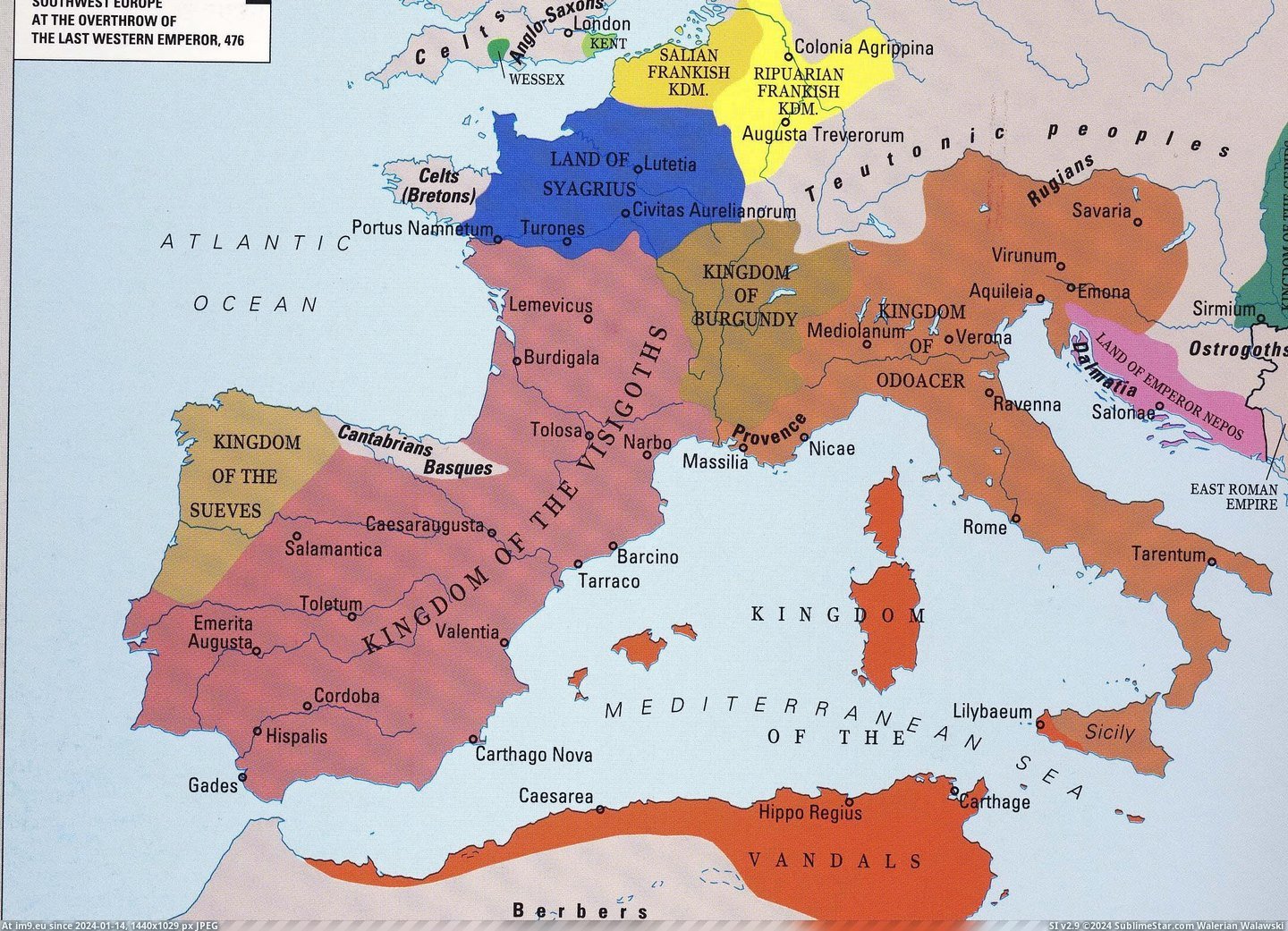 #Europe #Fall #Roman #Western #Empire [Mapporn] Western Europe After The Fall Of The Western Roman Empire In AD 476 [2184x1572] Pic. (Image of album My r/MAPS favs))