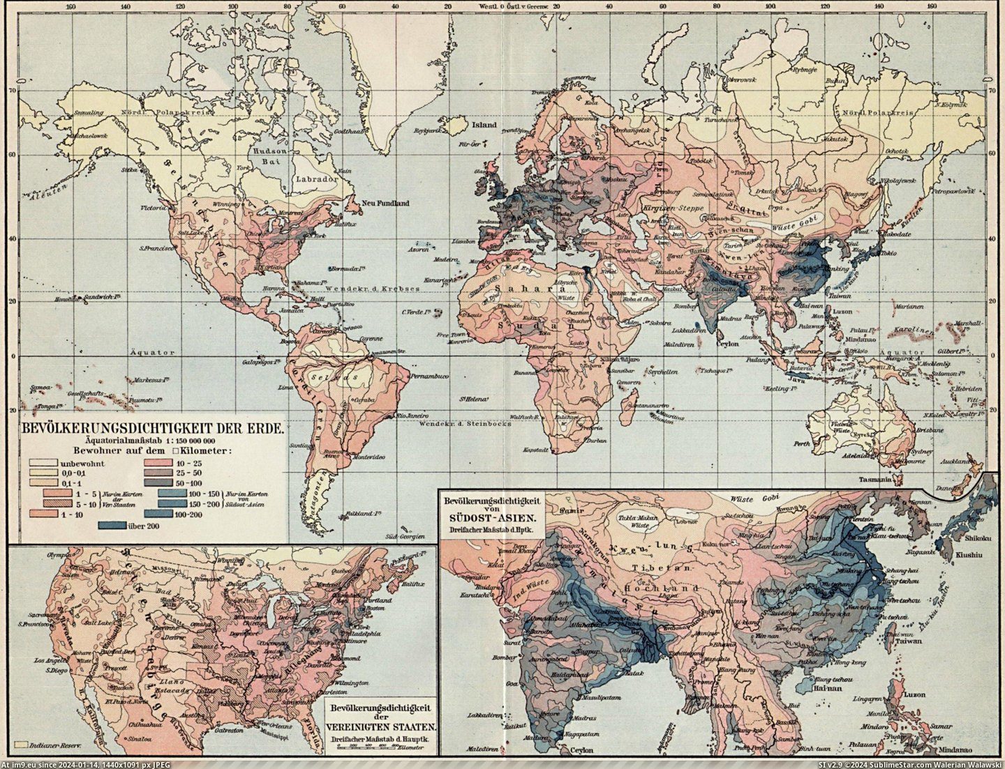 #World #Density #Population [Mapporn] World population density, 1905 [2641x2013] Pic. (Image of album My r/MAPS favs))