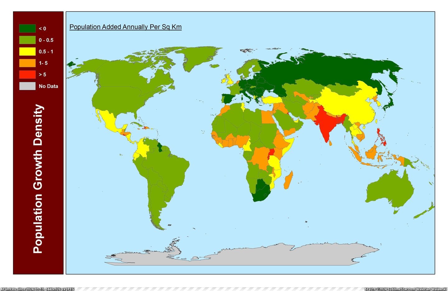 #World #Density #Growth #Population [Mapporn] World Population Growth Density [3264x2112] [OC] Pic. (Image of album My r/MAPS favs))