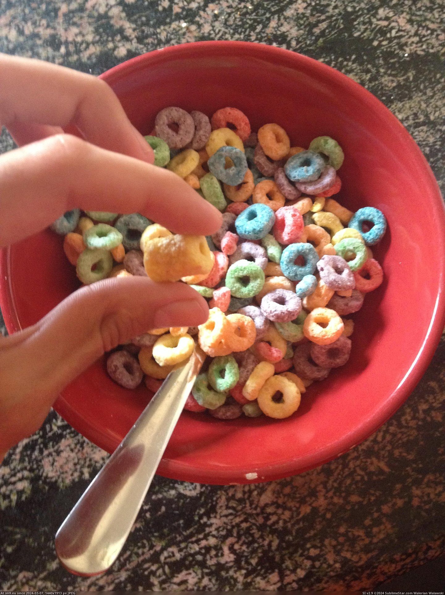 #Morning #Thick #Froot #Breakfast #Loop [Mildlyinteresting] I found a thick Froot Loop in my breakfast this morning. Pic. (Image of album My r/MILDLYINTERESTING favs))