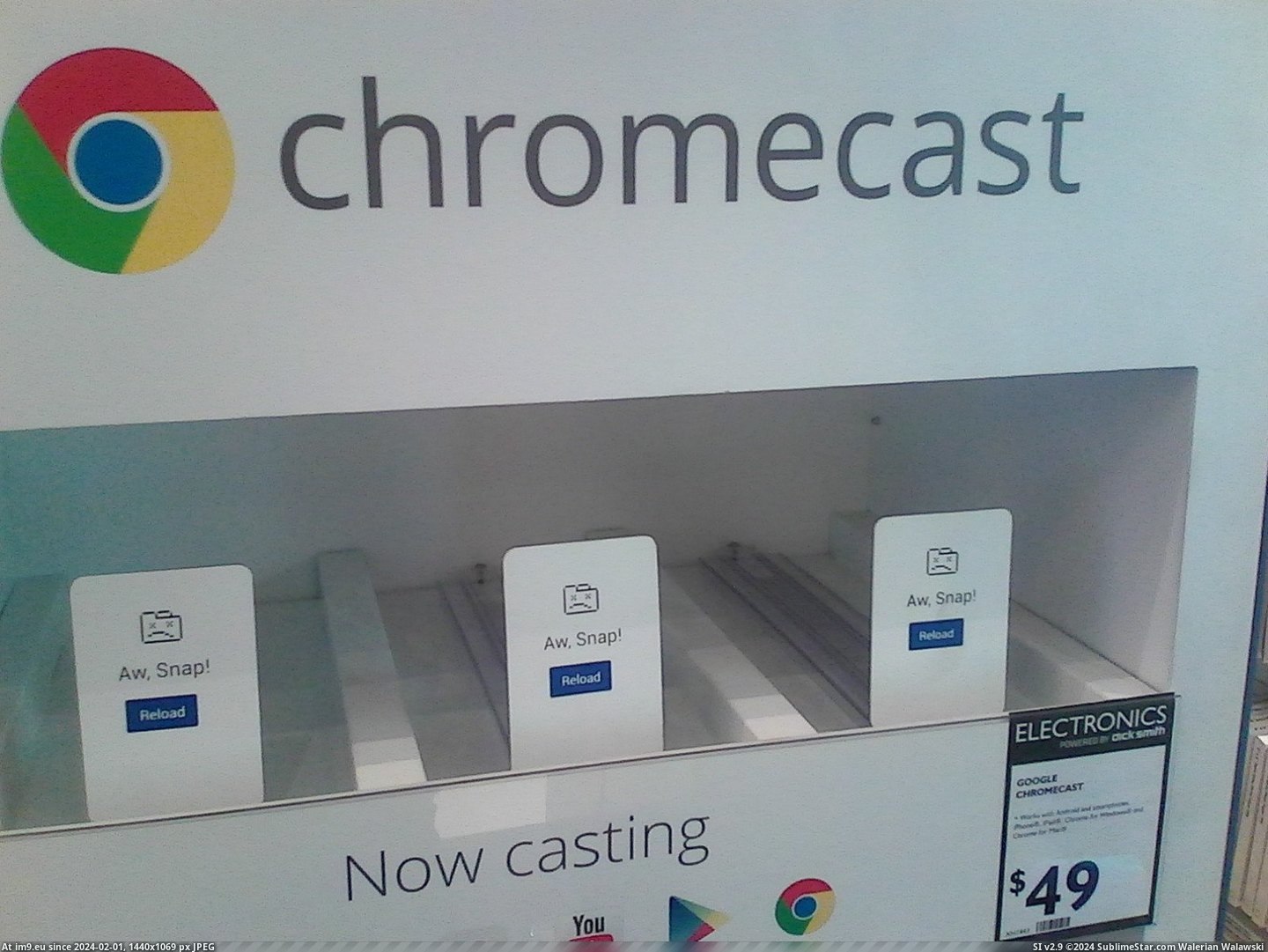 [Mildlyinteresting] The chromecast stand displays 'Aw, snap!' when out of stock (in My r/MILDLYINTERESTING favs)