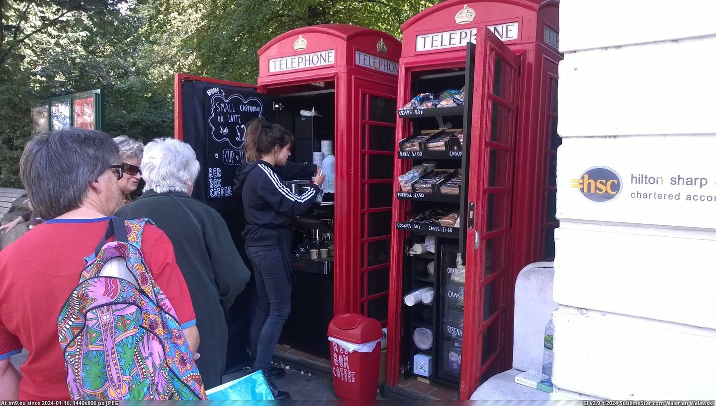 #Old #Two #Phone #Fashioned #Converted #Coffee #Stand #Boxes [Mildlyinteresting] These two old fashioned phone boxes have been converted into a little coffee stand! Pic. (Изображение из альбом My r/MILDLYINTERESTING favs))